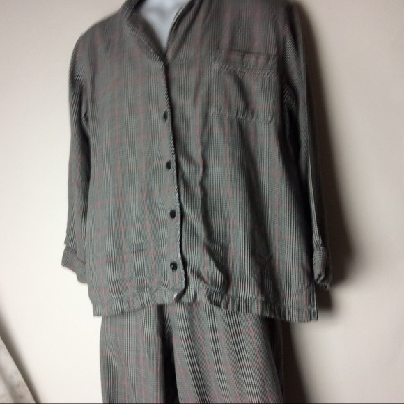 Cabernet‎ Pajama 2PC Set Women's Medium B/W & Red Herringbone Plaid - Picture 4 of 15